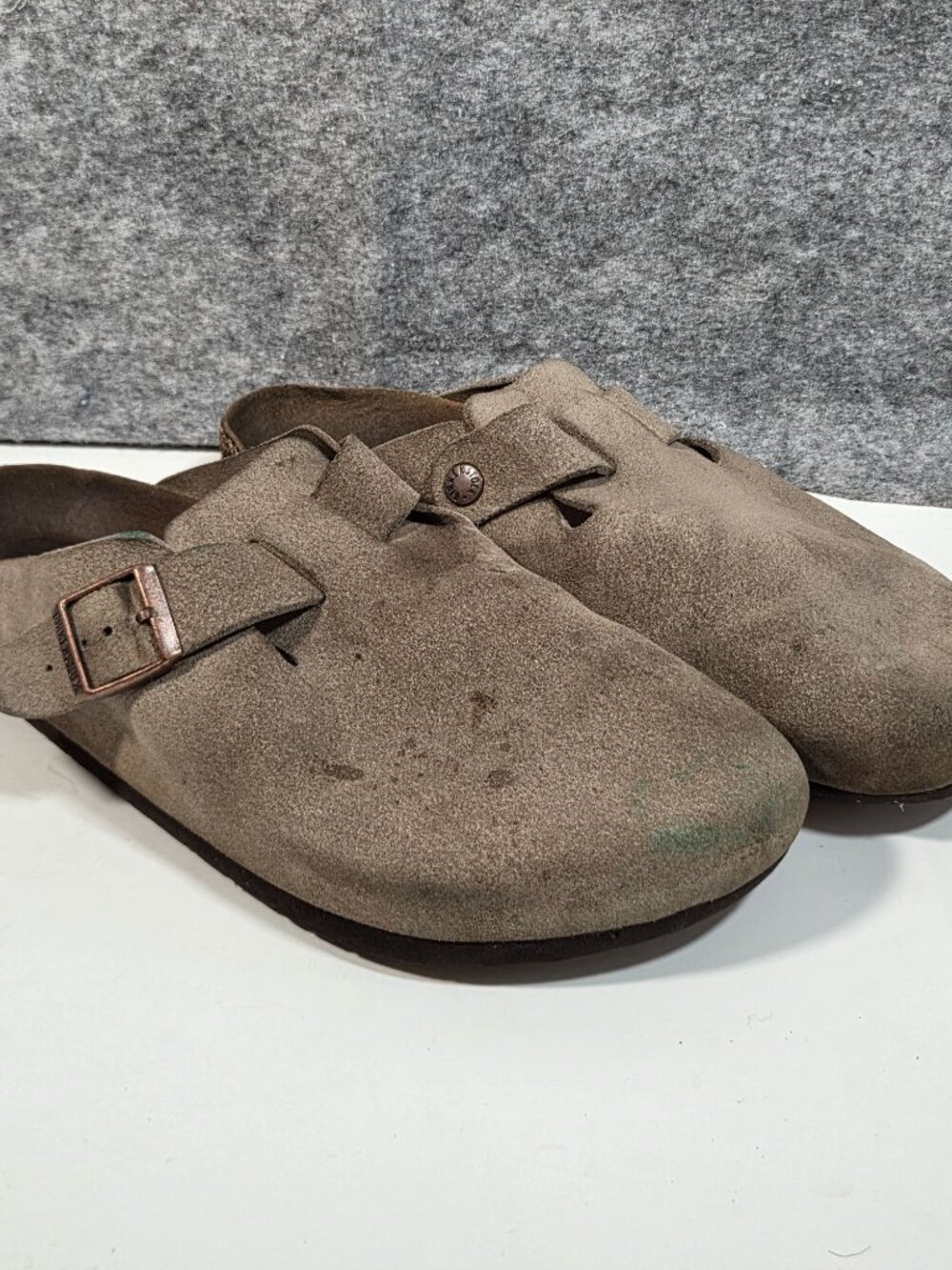 Birkenstock Boston Suede Clogs Taupe EU 43 Boho Minimalist Scandi